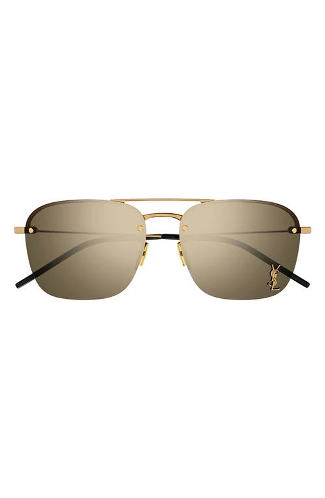 Saint Laurent 59mm Tinted Aviator Sunglasses in Bronze at Nordstrom