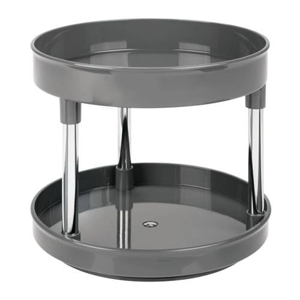 mDesign 2-Tier 9-Inch Lazy Susan for Bathroom Cabinets in Charcoal/chrome at Nordstrom