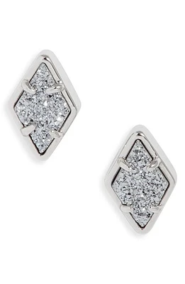 Kendra Scott Kinsley Stud Earrings in Silver Platinum Drusy at Nordstrom