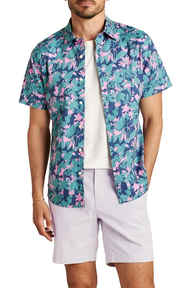 Bonobos Riviera Slim Fit Floral Short Sleeve Stretch Cotton Button-Up Shirt Bonavista Leaves V4 C52 at Nordstrom,