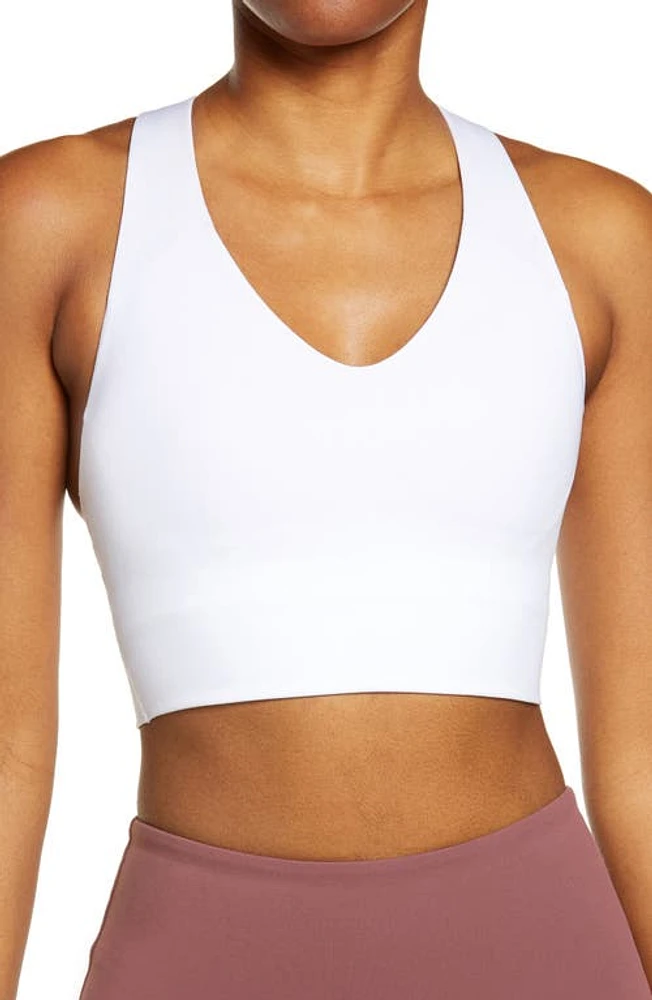 SPANX Longline Medium Impact Sports Bra White at Nordstrom,