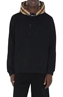 burberry T-Fit Check Cotton Hoodie Black at Nordstrom,