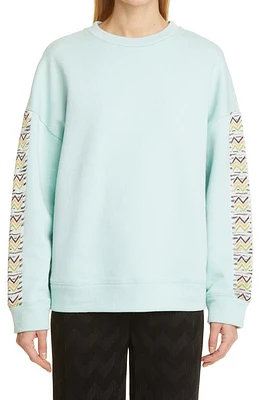 Missoni Zigzag Stripe Cotton Blend Sweatshirt in Green/Black/White at Nordstrom, Size Large