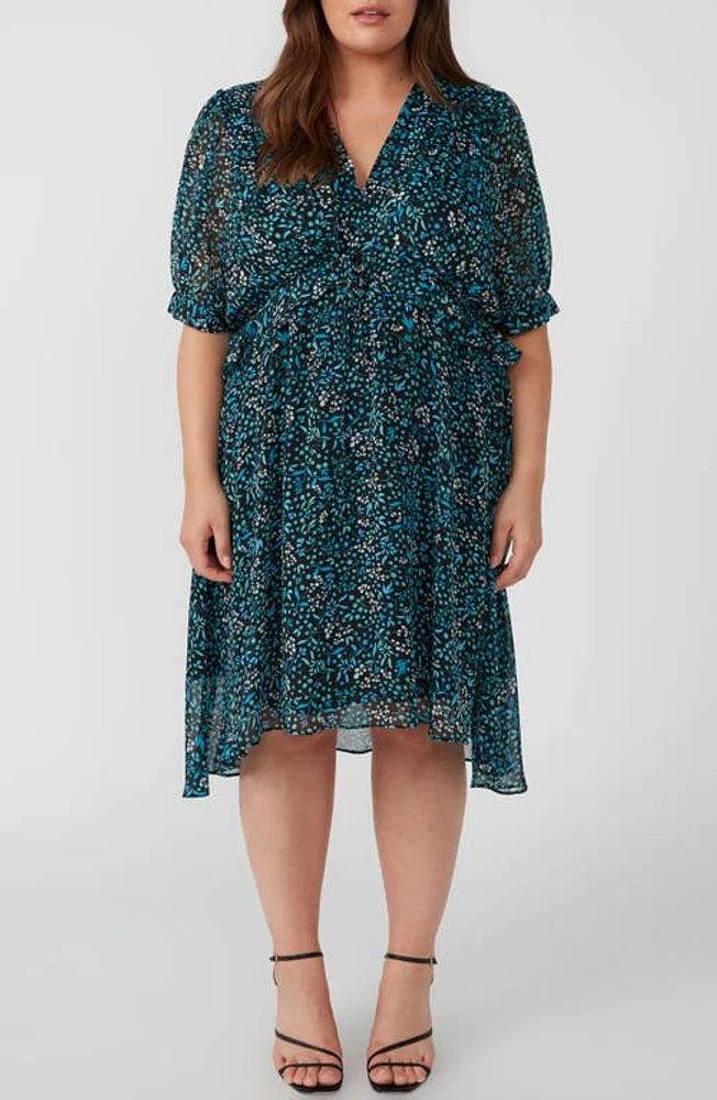 Estelle Diane Ruffle Floral Dress Blue/Turquoise at Nordstrom,