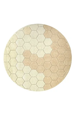 Lorena Canals Honeycomb Washable Cotton Blend Round Rug in Golden at Nordstrom