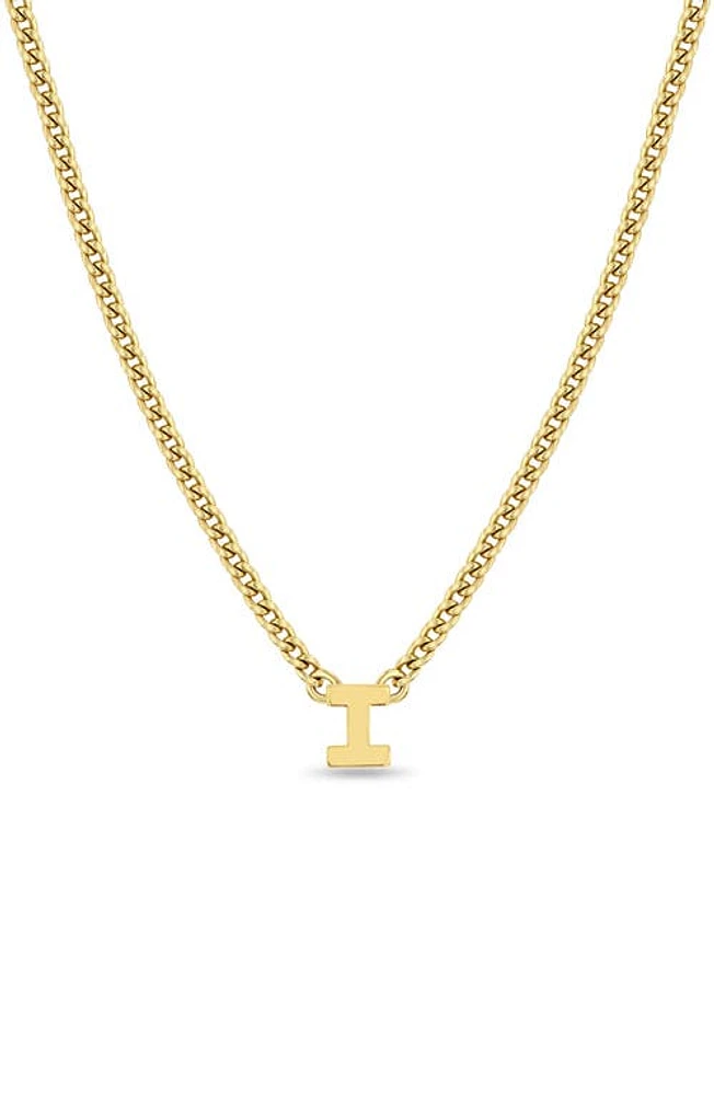 Zoë Chicco Curb Chain Initial Pendant Necklace in Yellow Gold-I at Nordstrom, Size 16