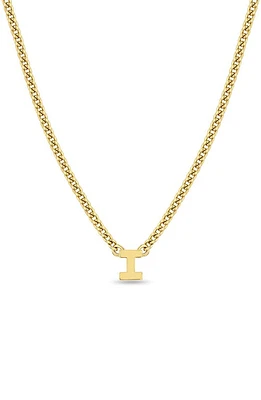 Zoë Chicco Curb Chain Initial Pendant Necklace in Yellow Gold-I at Nordstrom, Size 16