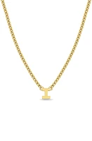 Zoë Chicco Curb Chain Initial Pendant Necklace in Yellow Gold-I at Nordstrom, Size 16