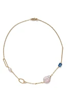 Lady Grey Nova Necklace in Gold/Blue Zircon/Blush Pearl at Nordstrom