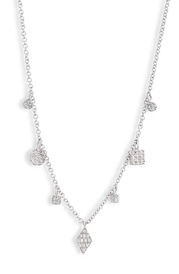 Meira T Diamond Charms Necklace in White Gold at Nordstrom, Size 18