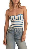 Favorite Daughter The Athena Bustier Top French Blue/Ivory at Nordstrom,