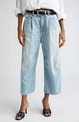 R13 Pleated Crop Wide Leg Jeans Toni Blue at Nordstrom,