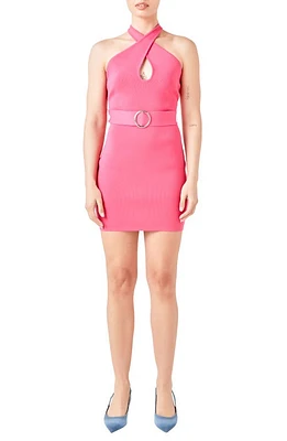 Endless Rose Halter Neck Knit Minidress Fuchsia at Nordstrom,