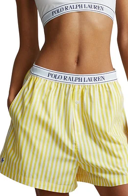 Polo Ralph Lauren Cotton Boxer Pajama Shorts in Yellow Stripe at Nordstrom, Size X-Large