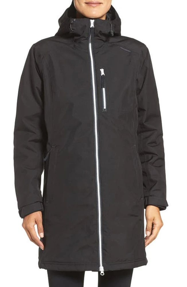 Helly Hansen Belfast Long Waterproof Winter Rain Jacket Black at Nordstrom,