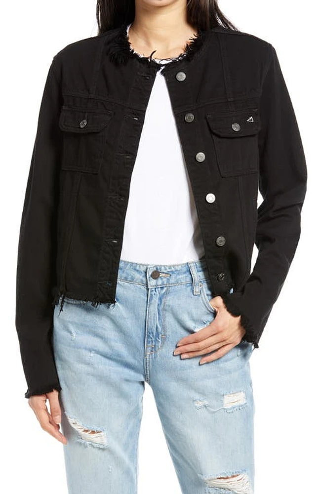 HIDDEN JEANS Fray Edges Denim Jacket Black at Nordstrom,