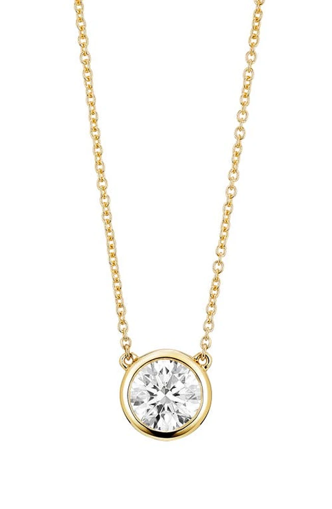 LIGHTBOX 1-Carat Bezel Lab-Grown Diamond Pendant Necklace in White/14K Yellow Gold at Nordstrom