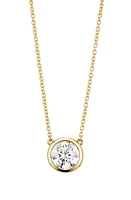 LIGHTBOX 1-Carat Bezel Lab-Grown Diamond Pendant Necklace in White/14K Yellow Gold at Nordstrom