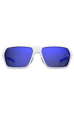 Under Armour Recon 64mm Sport Sunglasses in Matte White /Gray Blue Spsso at Nordstrom