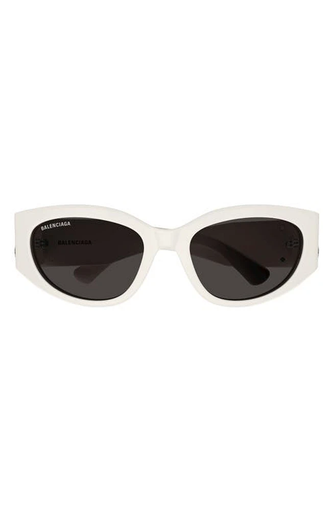 Balenciaga 55mm Round Sunglasses in White at Nordstrom