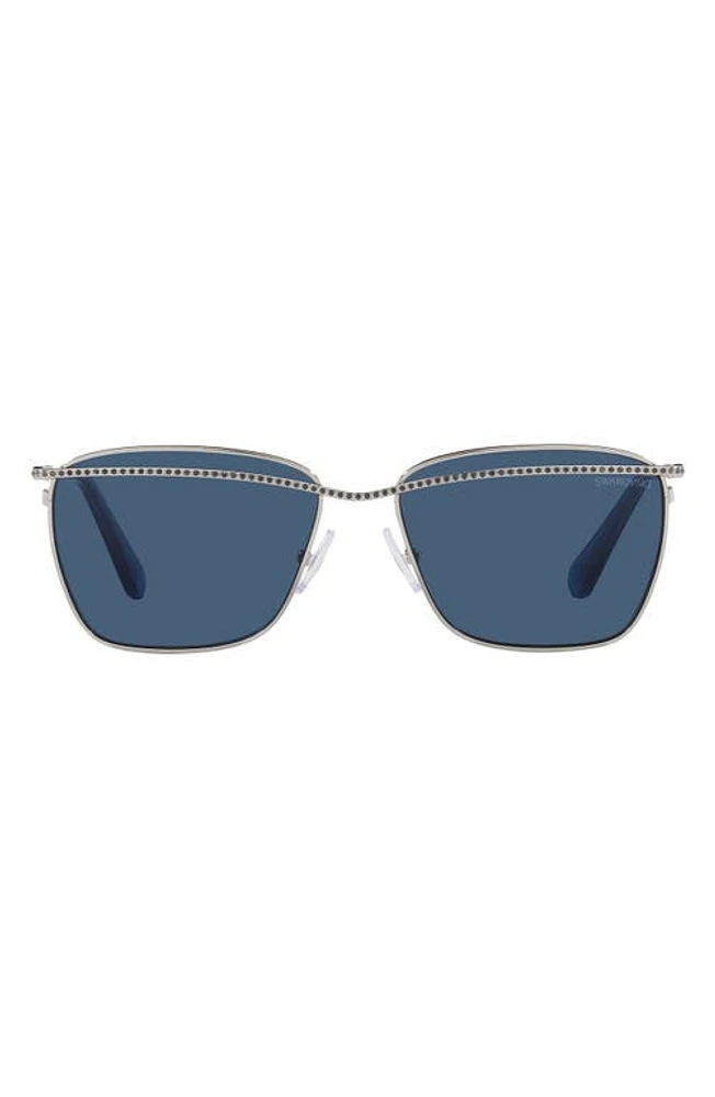 Swarovski 58mm Rectangular Sunglasses in Dark Silver at Nordstrom