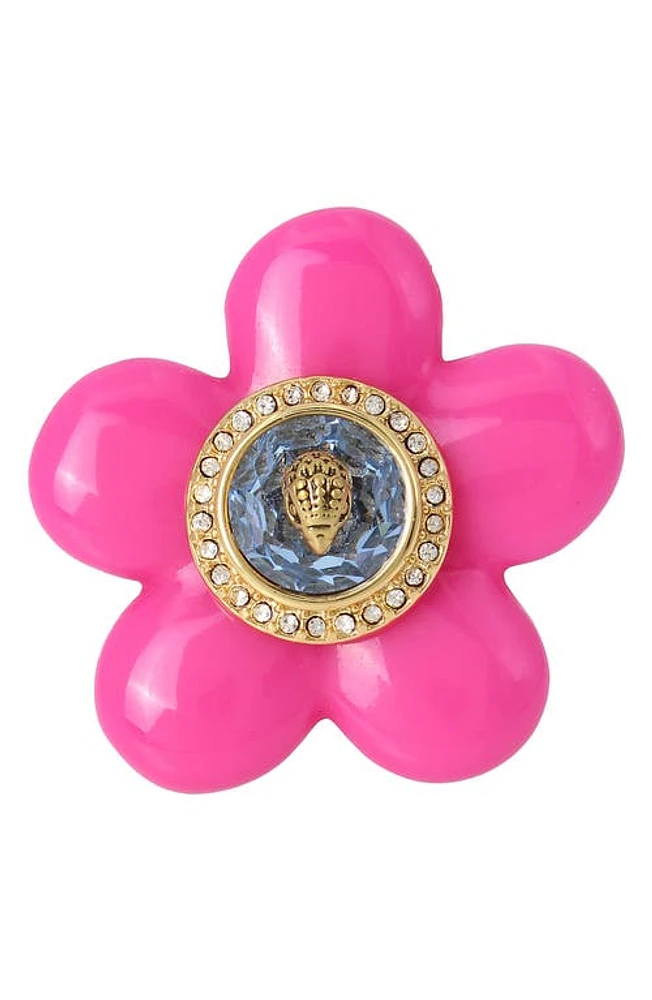 Kurt Geiger London Eagle Head Crystal Flower Ring in Pink at Nordstrom, Size 7