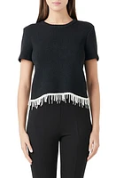 Endless Rose Imitation Pearl Hem Short Sleeve Sweater at Nordstrom,