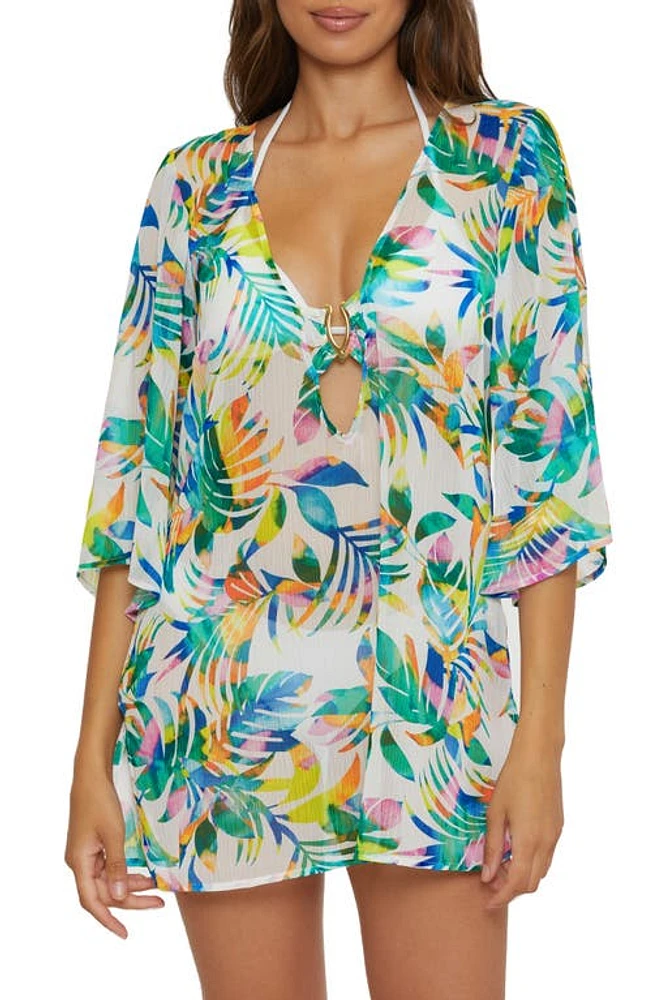 Becca Isla Verde Cover-Up Tunic in White Multi at Nordstrom, Size Medium