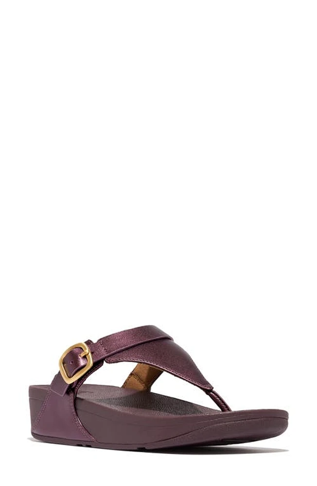 FitFlop Lulu Platform Wedge Flip Flop Metallic Mauve Wine at Nordstrom,