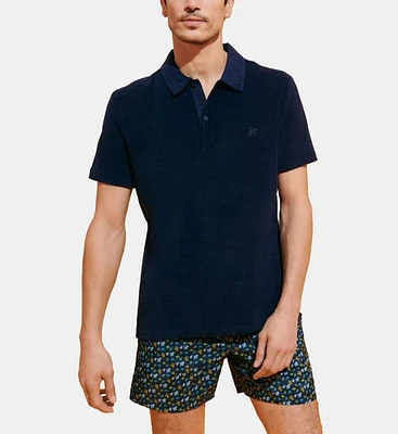 Vilebrequin Men's Solid Terry Polo in Bleu Marine at Nordstrom