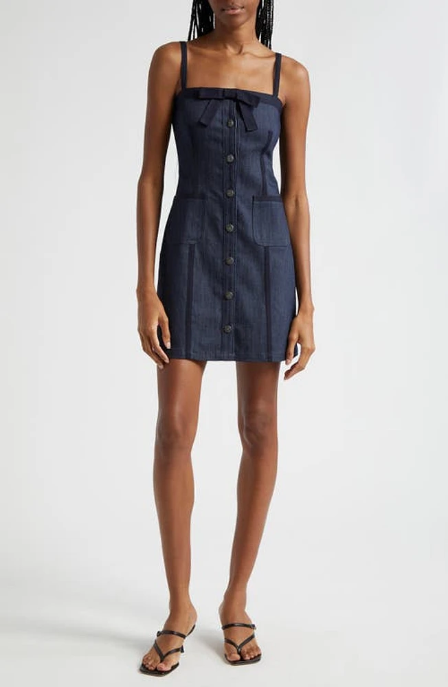 Cinq à Sept Xia Bow Detail Denim Dress Indigo at Nordstrom,