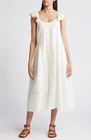 Treasure & Bond Tie Back Flutter Sleeve Cotton Maxi Dress at Nordstrom,