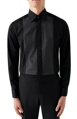 Eton Slim Fit Metallic Striped Bib Front Formal Shirt Black at Nordstrom, - R