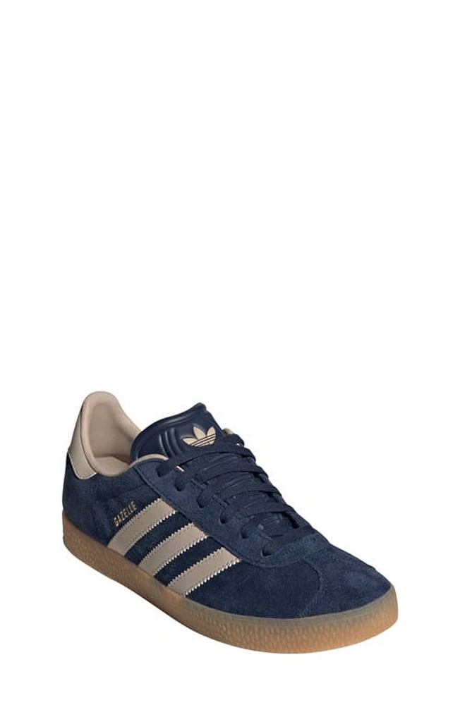 adidas Kids' Gazelle Low Top Sneaker Night Indigo/Taupe/Gum 3 at Nordstrom, M