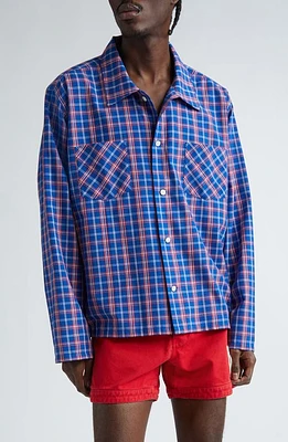 STOCKHOLM SURFBOARD Club Plaid Button-Up Shirt Blue at Nordstrom,