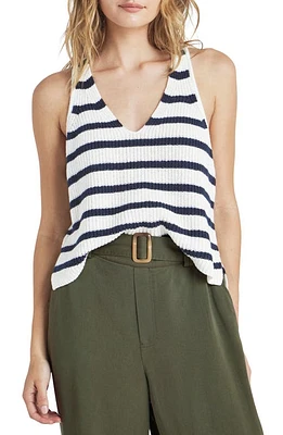 Splendid Deirdre Stripe Cotton Sweater Tank Wht/Navy at Nordstrom,