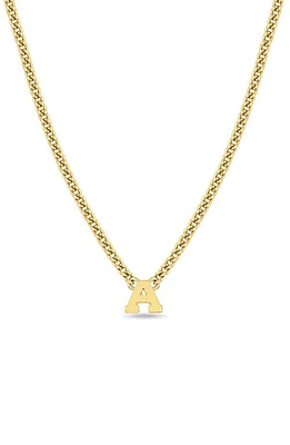 Zoë Chicco Curb Chain Initial Pendant Necklace in Yellow Gold-A at Nordstrom, Size 16