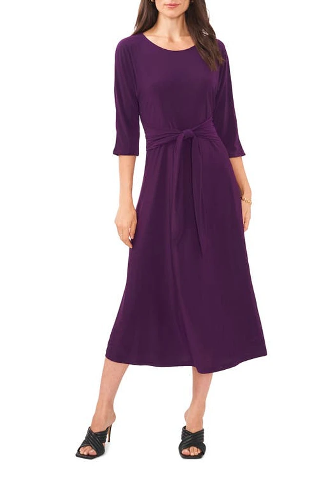 Chaus Tie Front Midi Dress Luxe Plum at Nordstrom,