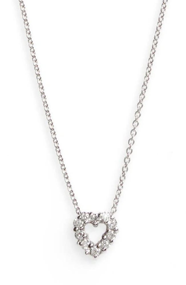 Roberto Coin 'Tiny Treasures' Diamond Heart Pendant Necklace in White at Nordstrom