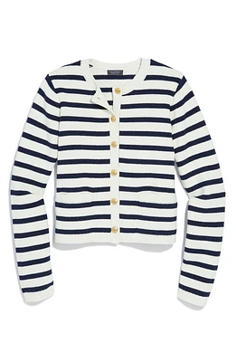 vineyard vines Stripe Cotton & Cashmere Cardigan in Nautical Navy at Nordstrom, Size X-Large