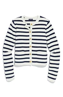 vineyard vines Stripe Cotton & Cashmere Cardigan in Nautical Navy at Nordstrom, Size X-Large