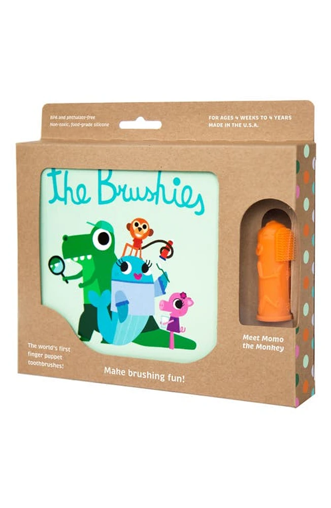 Babiators Momo the Monkey Book & Finger Puppet Toothbrush in Orange at Nordstrom