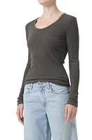 AGOLDE Bernice Scoop Neck Long Sleeve Rib T-Shirt Crocodile at Nordstrom,