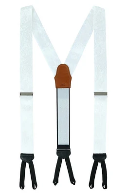 Trafalgar Banbury Paisley Silk Suspenders in White at Nordstrom