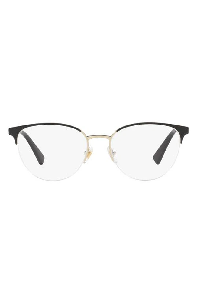 Versace 52mm Cat Eye Optical Glasses in Black Gold at Nordstrom