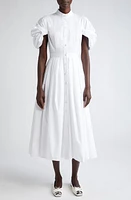 Alexander McQueen Knotted Sleeve Cotton Shirtdress Optical White at Nordstrom, Us