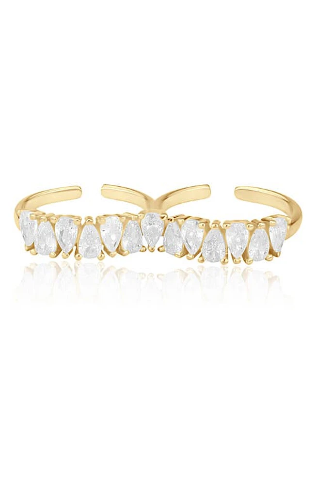 SHYMI Pear Cubic Zirconia Two Finger Ring in Gold at Nordstrom