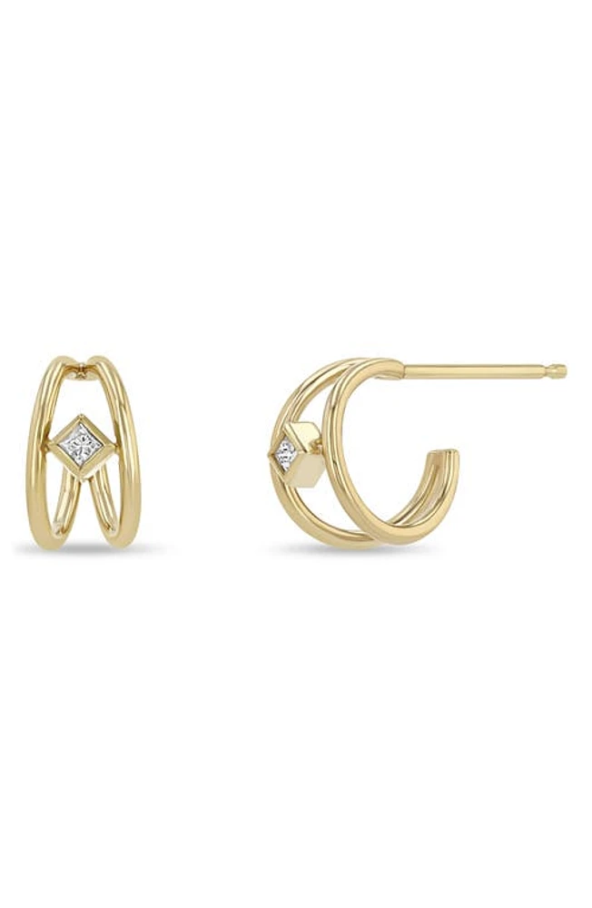 Zoë Chicco Diamond Double Wire Hoop Earrings in Yellow Gold at Nordstrom