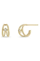 Zoë Chicco Diamond Double Wire Hoop Earrings in Yellow Gold at Nordstrom