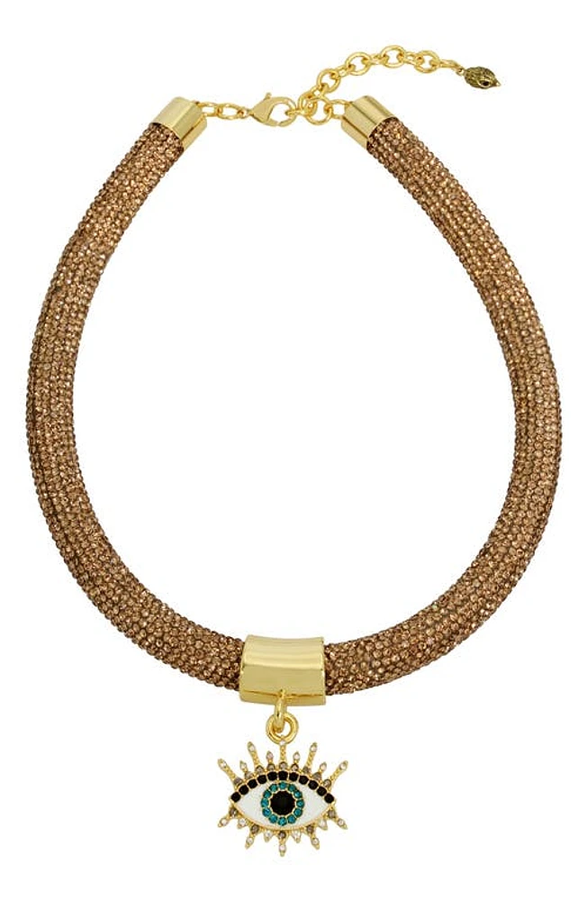 Kurt Geiger London Crystal Eye Pendant Rope Collar Necklace in Gold at Nordstrom